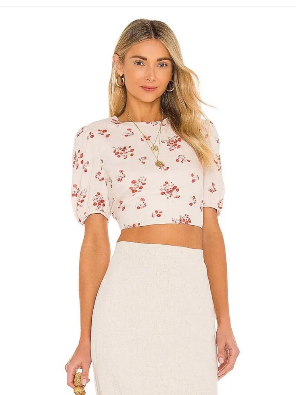 NWT BARDOT Printed Tie Back Top in Beige Floral size 12
